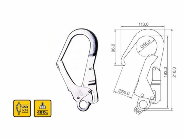 Zagun Çift Emniyetli Çelik Kanca Karabina 71160